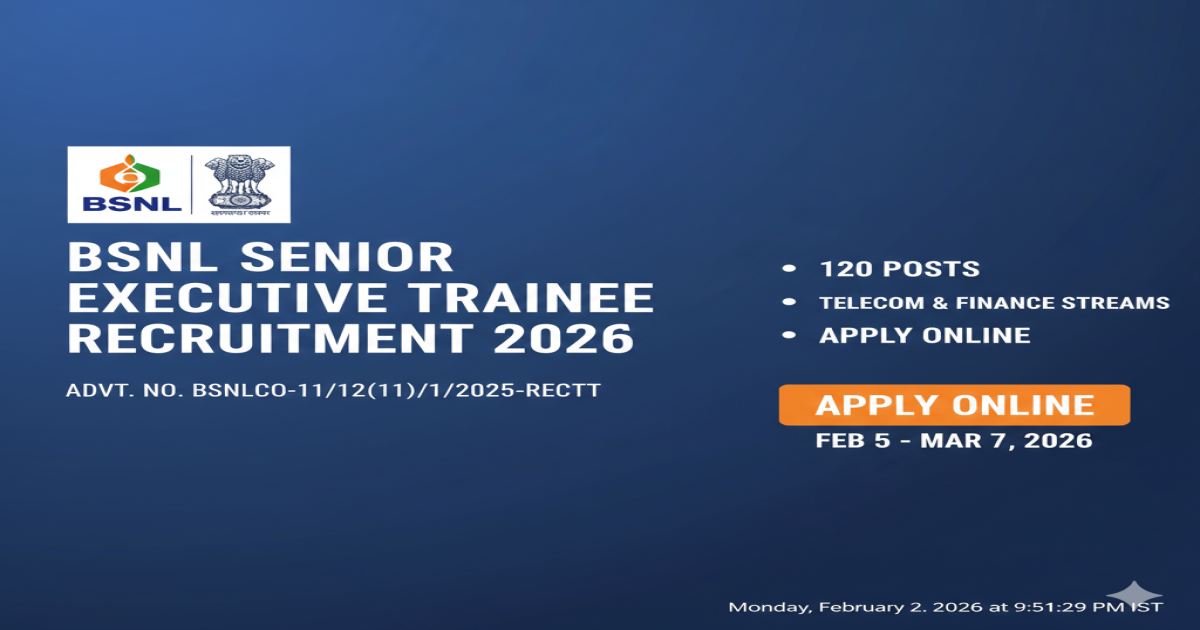 bsnl senior executive trainee recruitment 2026