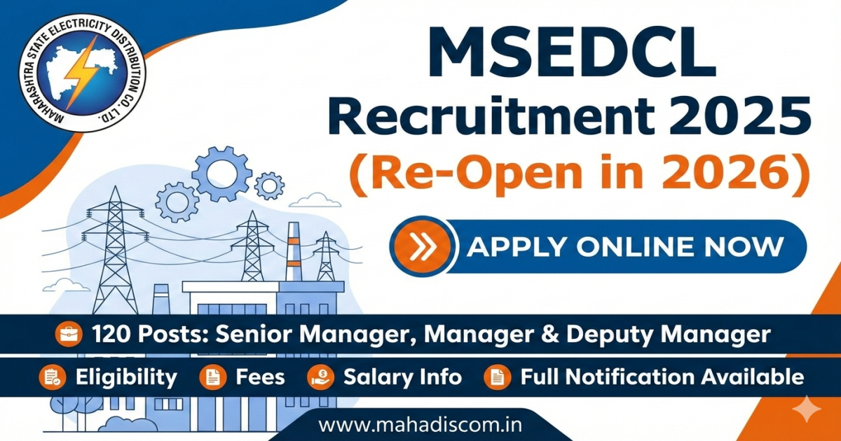 msedcl recruitment 2025 reopen 2026 manager posts