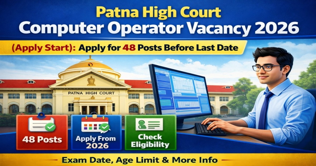 Patna High Court Computer Operator Vacancy 2026 (Apply Start): Apply for 48 Posts Before Last Date – Full Details Inside