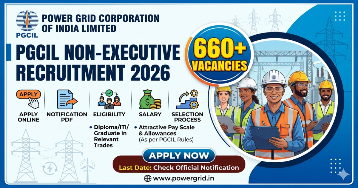 PGCIL Non Executive Recruitment 2026 Apply Online for 660+ Vacancies